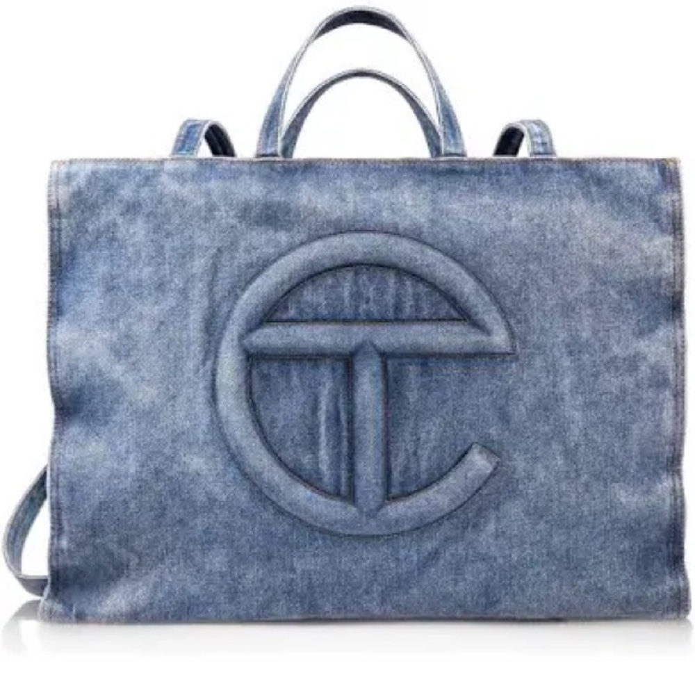 Telfar Large Denim Shopper new with dust bag in the box